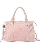 Pink - Pink handbag with gold accents on a white background